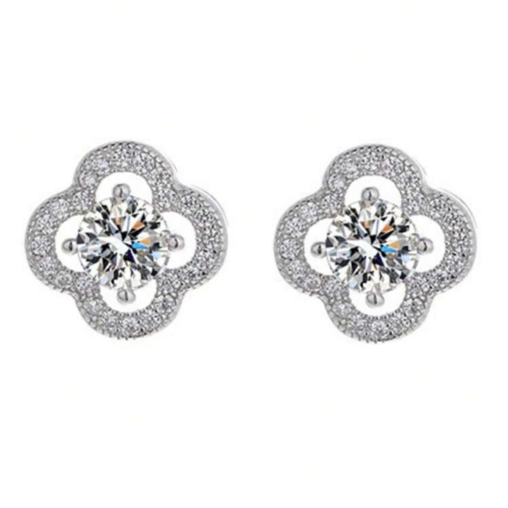 Brand NEW Sterling Silver 925 + Moissanite Luxurious Clover Earrings!